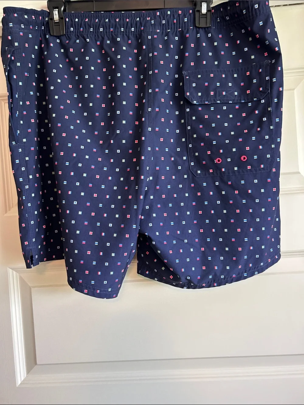 Vineyard Vines Navy Swim Shorts with Multicolor Signal Flag Print